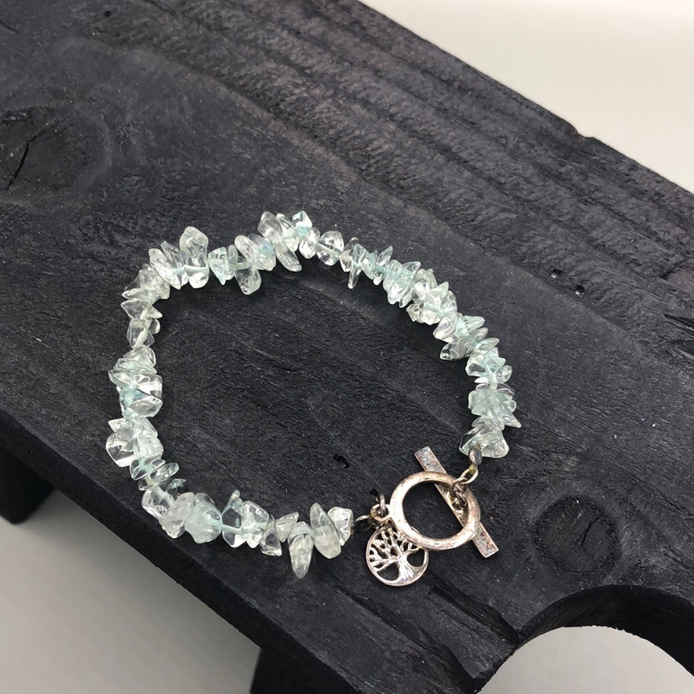 Gemstone/stone bead sterling silver 925 FAMILY tree of life charm bracelet, boho